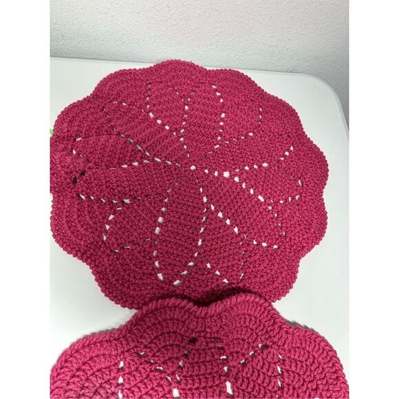 Rare Vintage Handmade Set of 6 Knit Crochet Hot Pad Trivet Potholders - Picture 6 of 14